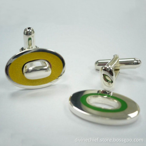 Colorful Luxury Oval Cufflinks, Custom Silver Bulk Cufflinks For Mens Shirts